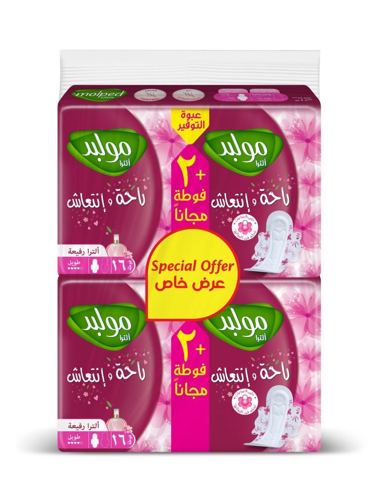 مولبد فوط ألترا فريش آند كومفورت طويلة عبوة قيمة، 2×16 فوطة